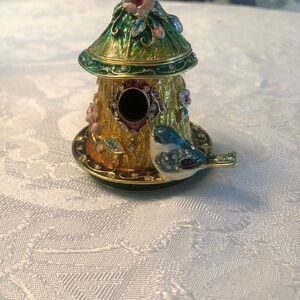 Decorative Birdhouse Trinket Box with Bird